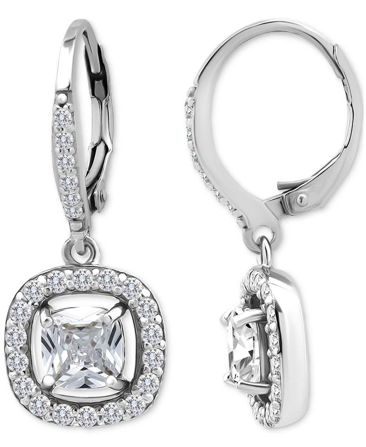 Giani Bernini Cushion Cut Drop Earrings (2-1/2 Ct. T.w.) In Sterling Silver, Macy's Exclusive In Silver