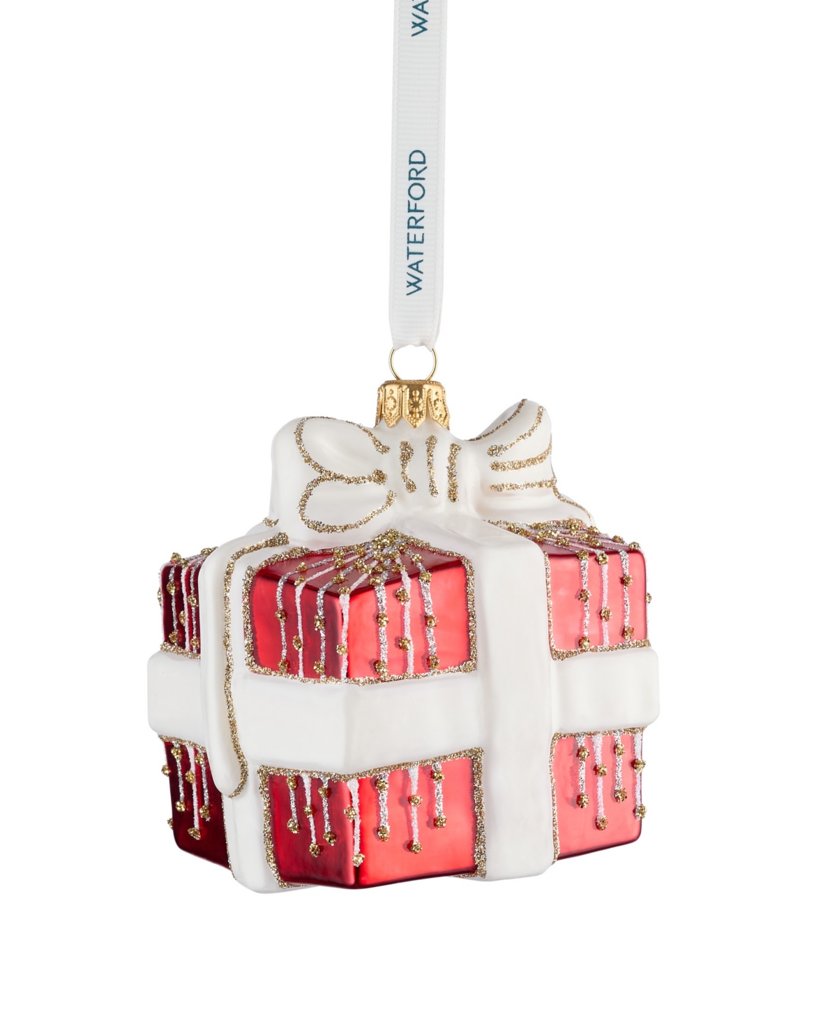 Waterford Holiday Heirlooms Red Present Glass Ornament In Multi