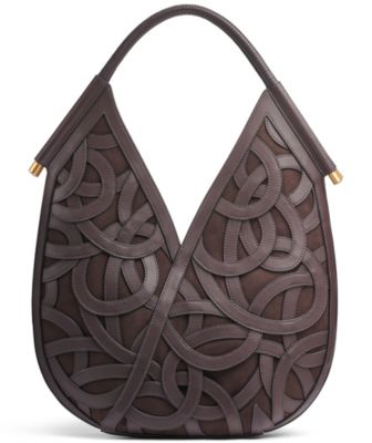 Baldwin Woven Leather Floral Shoulder Bag