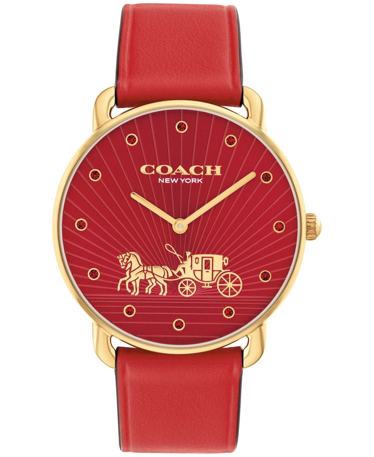 Coach Women's Elliot Red Leather Strap Watch, 36mm