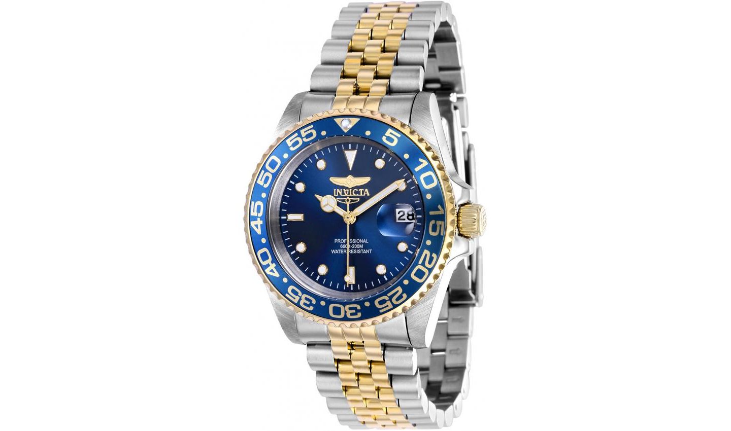 Женские часы Invicta 37164 Pro Diver Quartz 3 Hand Blue Dial, цвет: Золотой — фото 3