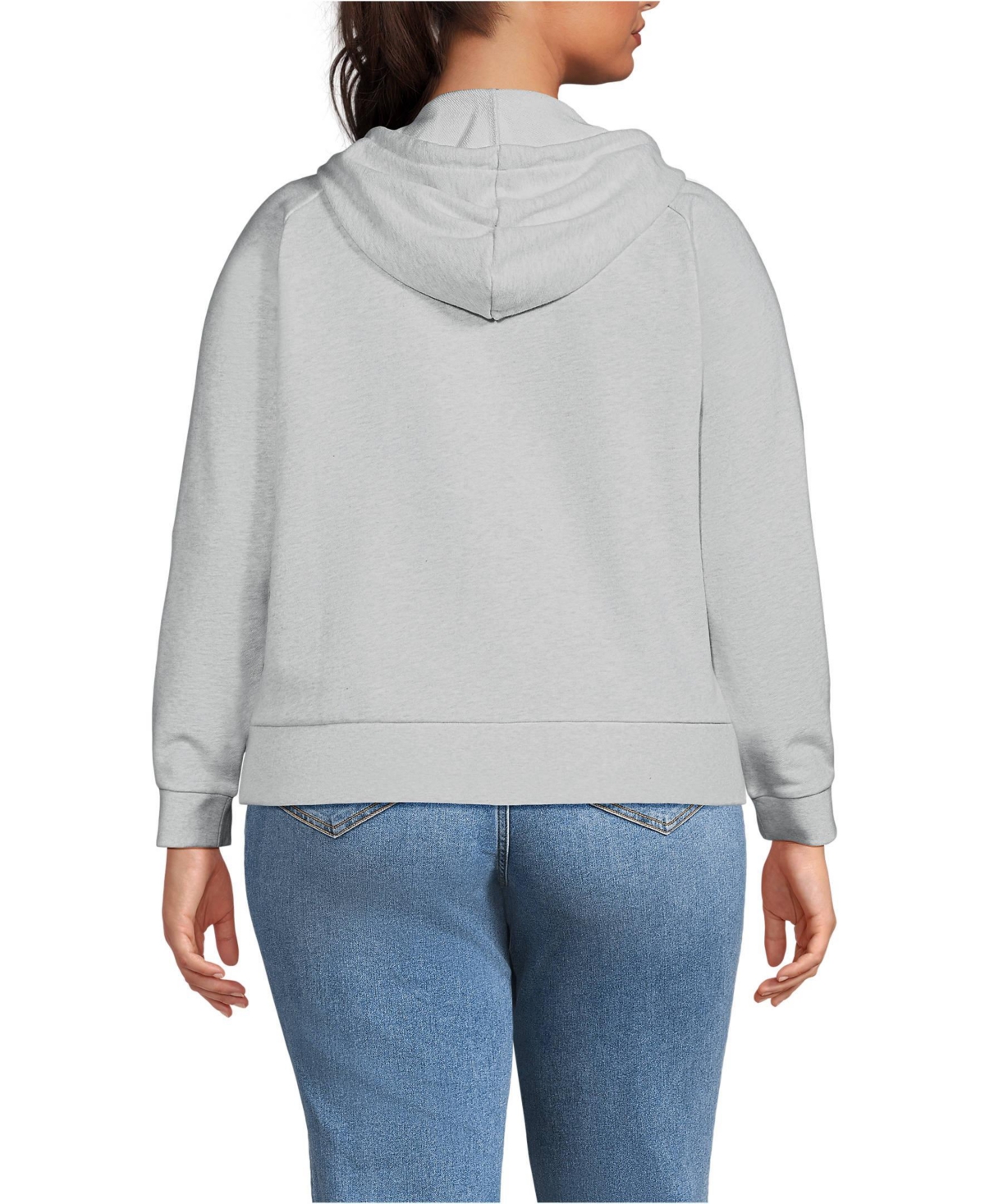 Lands' End Women's Plus Serious Sweats Relaxed Long Sleeve Full Zip Hoodie Sweatshirt
