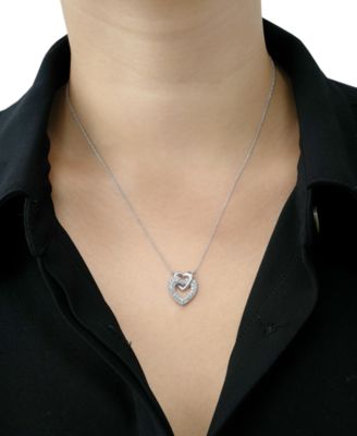 Diamond Double Heart Necklace (1/2 ct.t.w.) in Sterling Silver