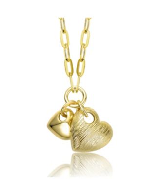 14K Gold Plated with Link Chain Hearts Necklace