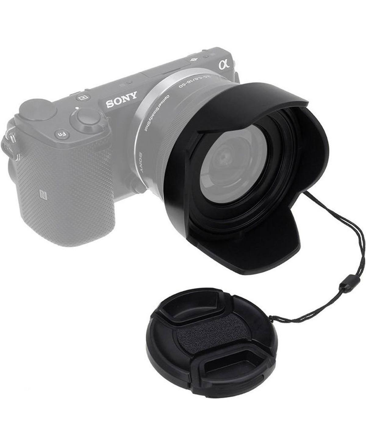 Fotodiox Reversible Flower Hood Kit for Sony E Pz 16-50mm F3.5-5.6 Oss E-Mount Power Zoom Lens, Includes 40.5/52mm Mounting Ring and 52mm Inner Pinch 