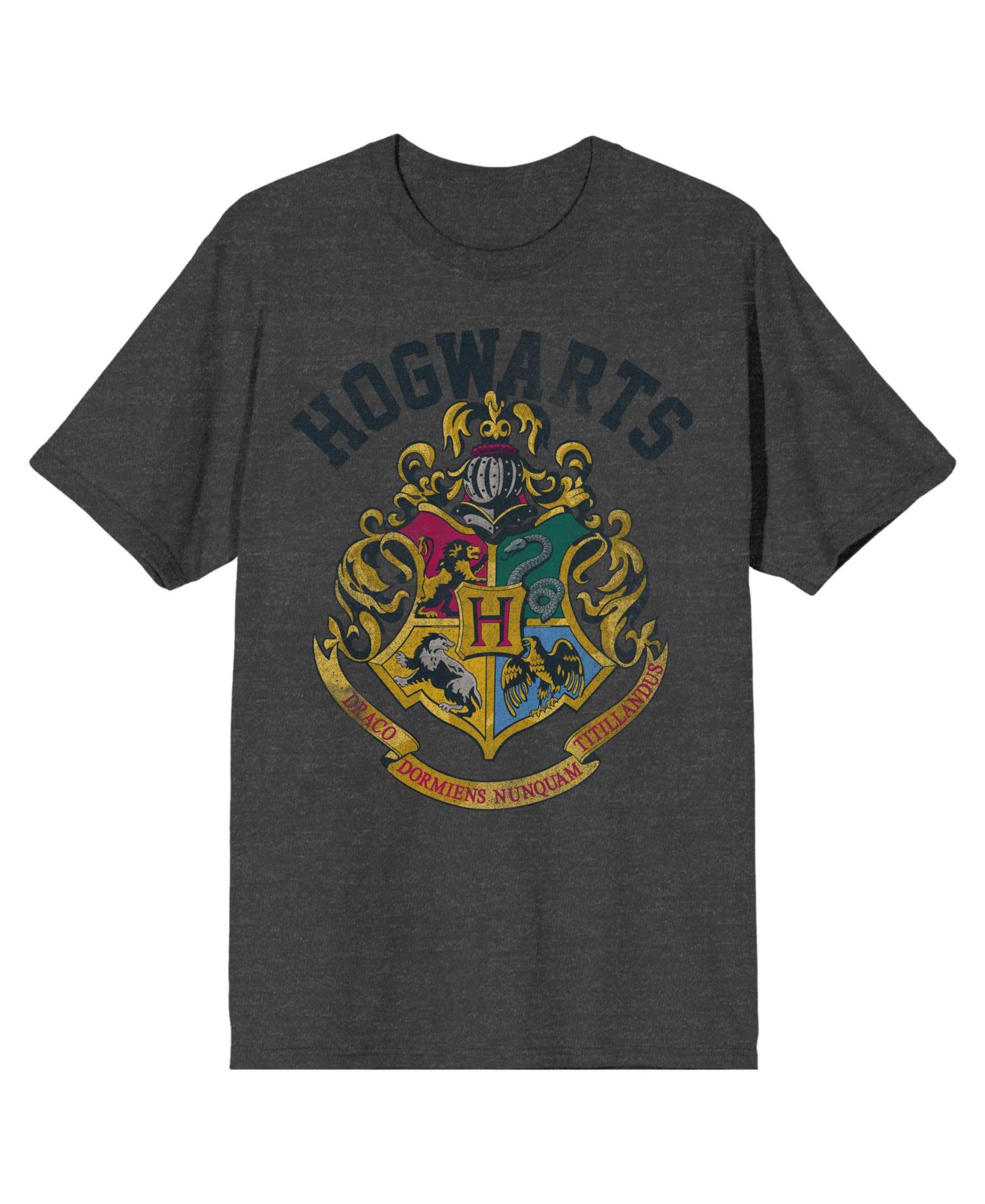 Men's Hogwarts Crest Charcoal Heather T-shirt-3X-Large