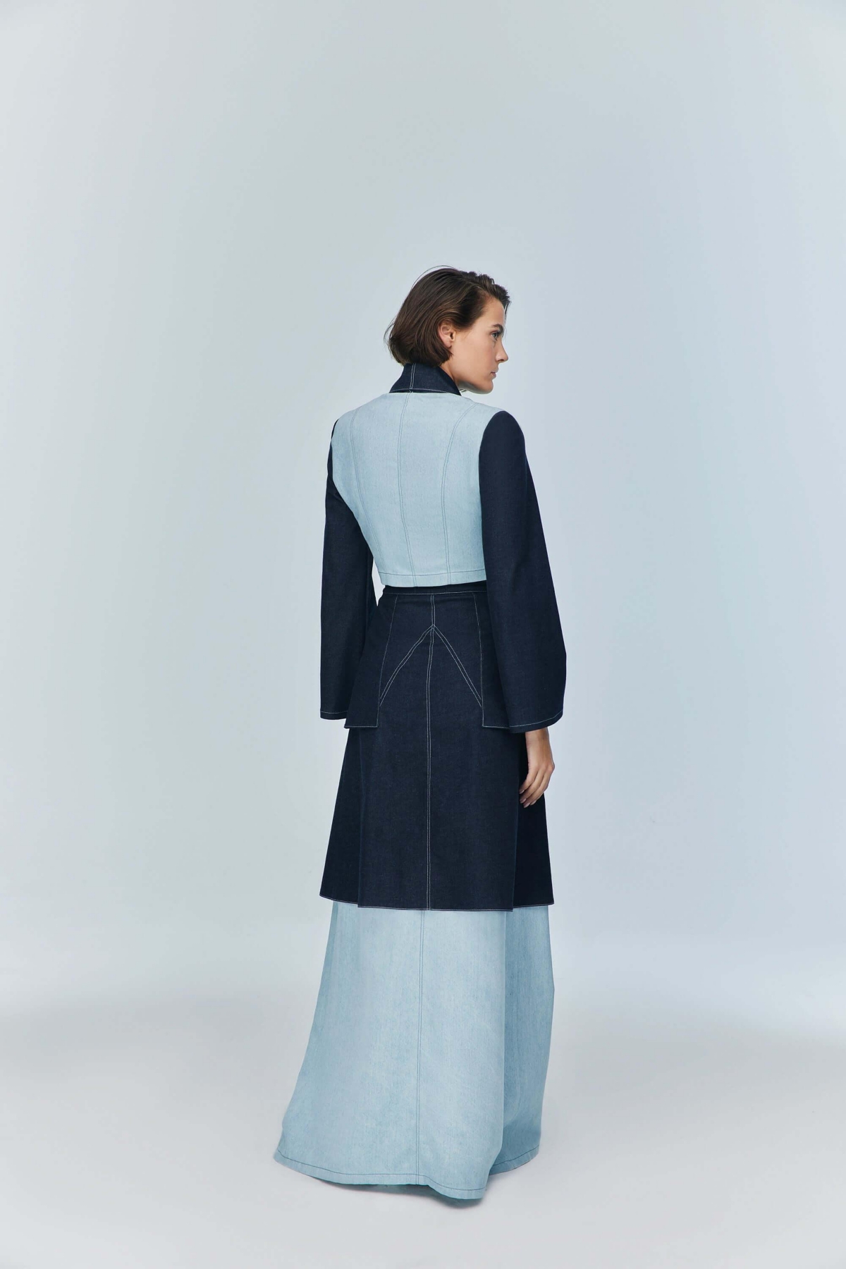 Jendue Us Women's Monte Maxi Denim Skirt - Two-Tone Design