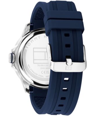 Men's Quartz Blue Silicone Strap Watch, 43mm