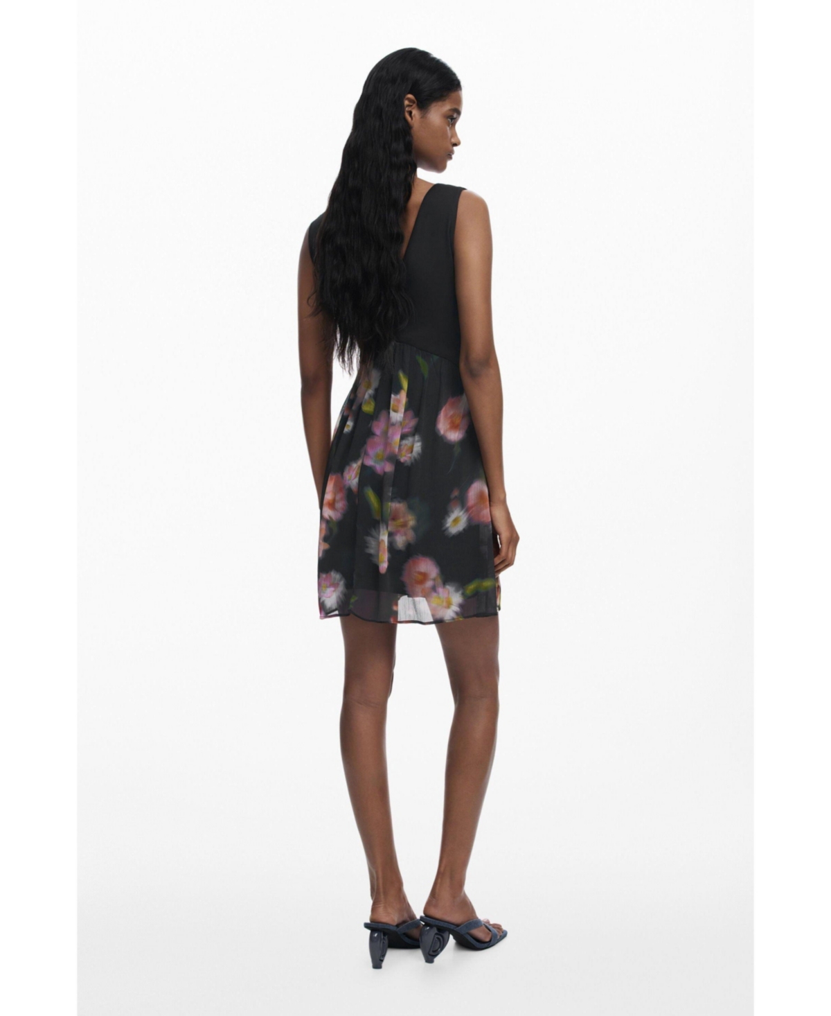 Desigual Sleeveless Floral Minidress In Black