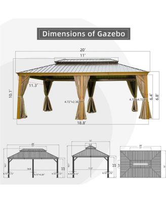 20-ft x 12-ft Hardtop Gazebo Yellow Brown Gazebo with Hardtop Roof