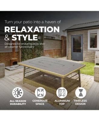 Positano 40" x 26" Outdoor Wicker Coffee Table, Brown