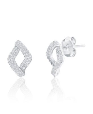 Sterling Silver, Pave CZ Marquise Necklace & Earrings Set