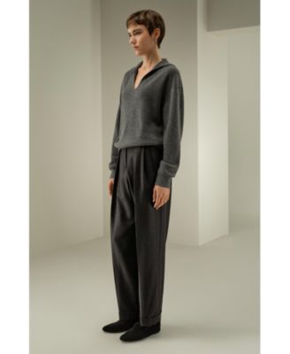 Women's Ribbed Cashmere Polo Sweater