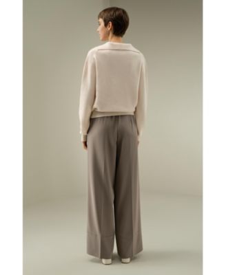 Women's Ribbed Cashmere Polo Sweater