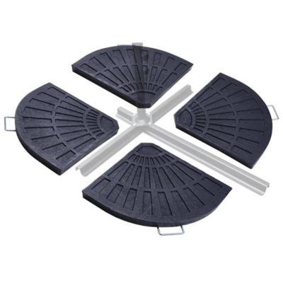 4 Pcs 26.5 lbs 19" Cast Polyresin Rust-Free Fan Shaped Resin Beton Base Umbrella Stand Holder,YES0362