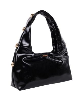 Studded Shoulder Bag in Crackled Finish