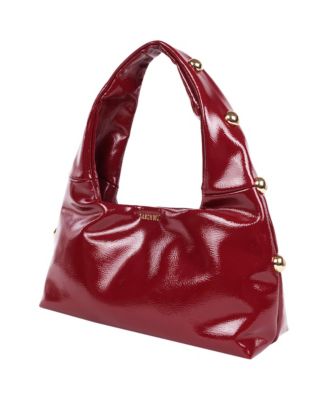 Studded Shoulder Bag in Crackled Finish