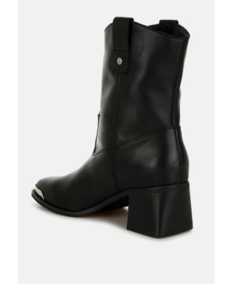 Iliad Genuine Leather Metallic Accent Ankle Boots Women