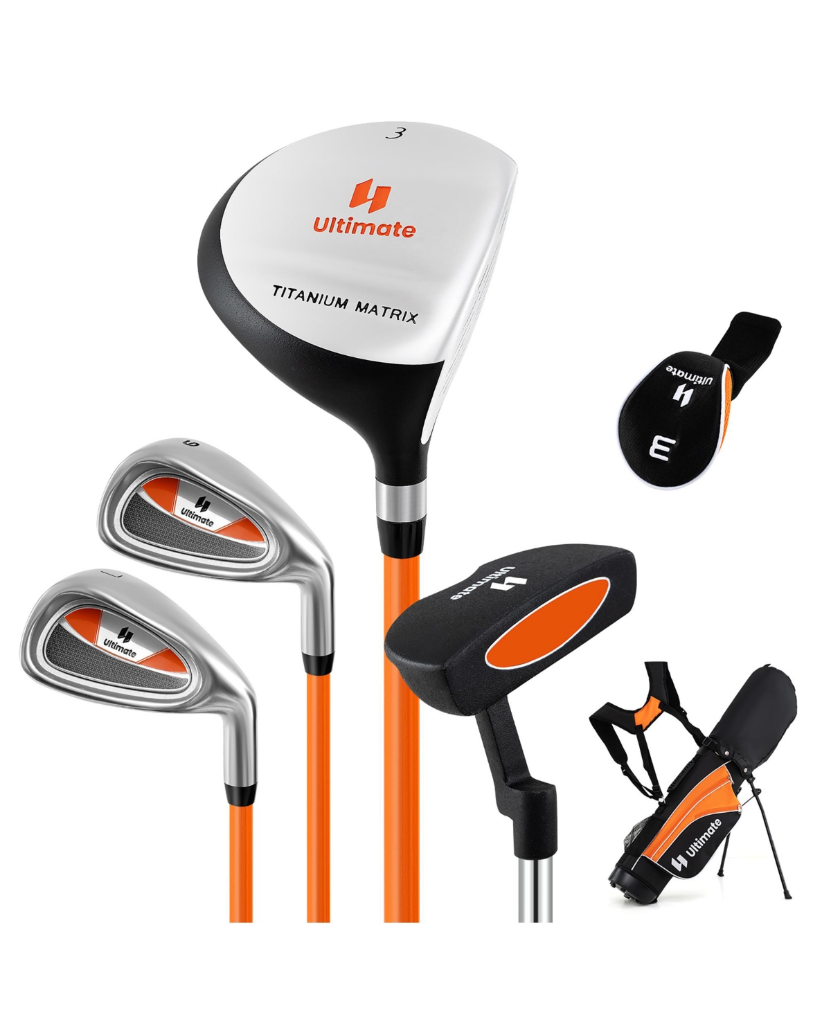 Gymax 31'' Portable Junior Complete Golf Club Set for Kid Age 8+ Set of 5