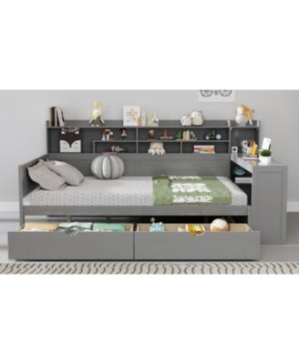 Wooden Daybed with Storage & Desk