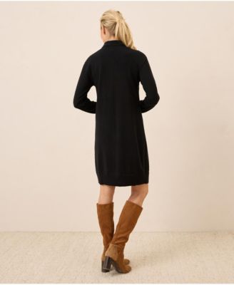 Women's Classic Fine Knit Collared Sweater Dress