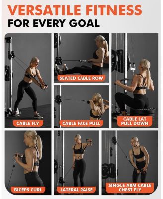 Wall Mount Cable Station, Cable Crossover Machine with 18 Positions Dual Pulley System for Home Gym Fitness Equipment