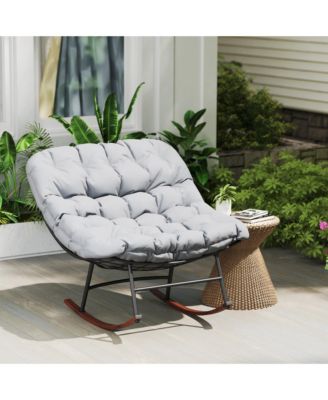 Outdoor Rocking Chair Set of 2, Rocking Papasan Chairs,
