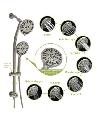 Multi Function Dual Shower Head - Shower System with 4.7" Rain Showerhead, 7-Function Hand Shower, Adjustable Slide Bar,Brushed Nickel
