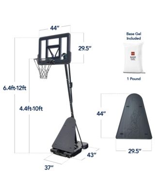 Adjustable 4.4-10ft Basketball Hoop, Portable Goal w/Shatterproof Backboard, Ball Return