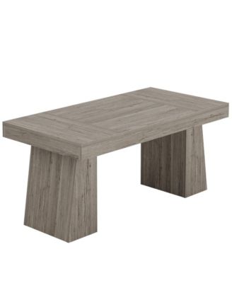 55" MDF Executive Desk with Dual Trapezoid Base Mid-Century Modern Home Office Workstation Desk