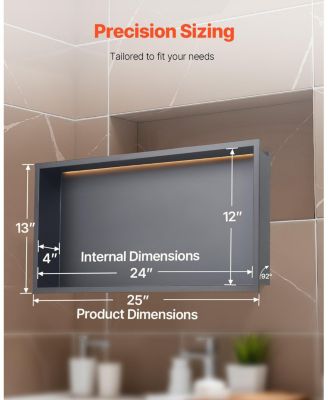  Shower Niche Stainless Steel Recessed Shelf with LED Strip