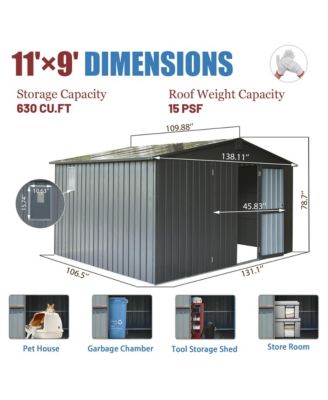 9-ft x 11-ft Galvanized steel Storage Shed