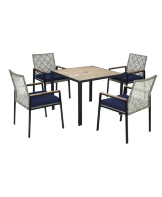 All Weather 5-Piece Patio Dining Set Acacia Table Light Gray