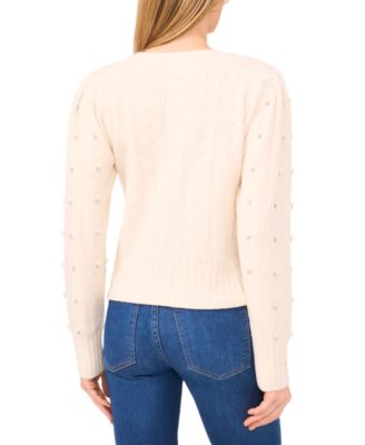 Women's Allover Embellished Long Sleeve Sweater