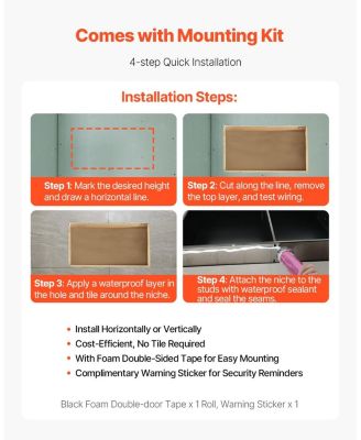 Recessed Shower Shelf in Stainless Steel for Wall-Mounted Organization