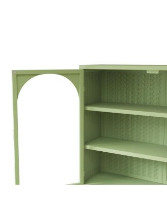 Modern Two-Door Wall Cabinet with Glass Doors and Three-Tier Storage