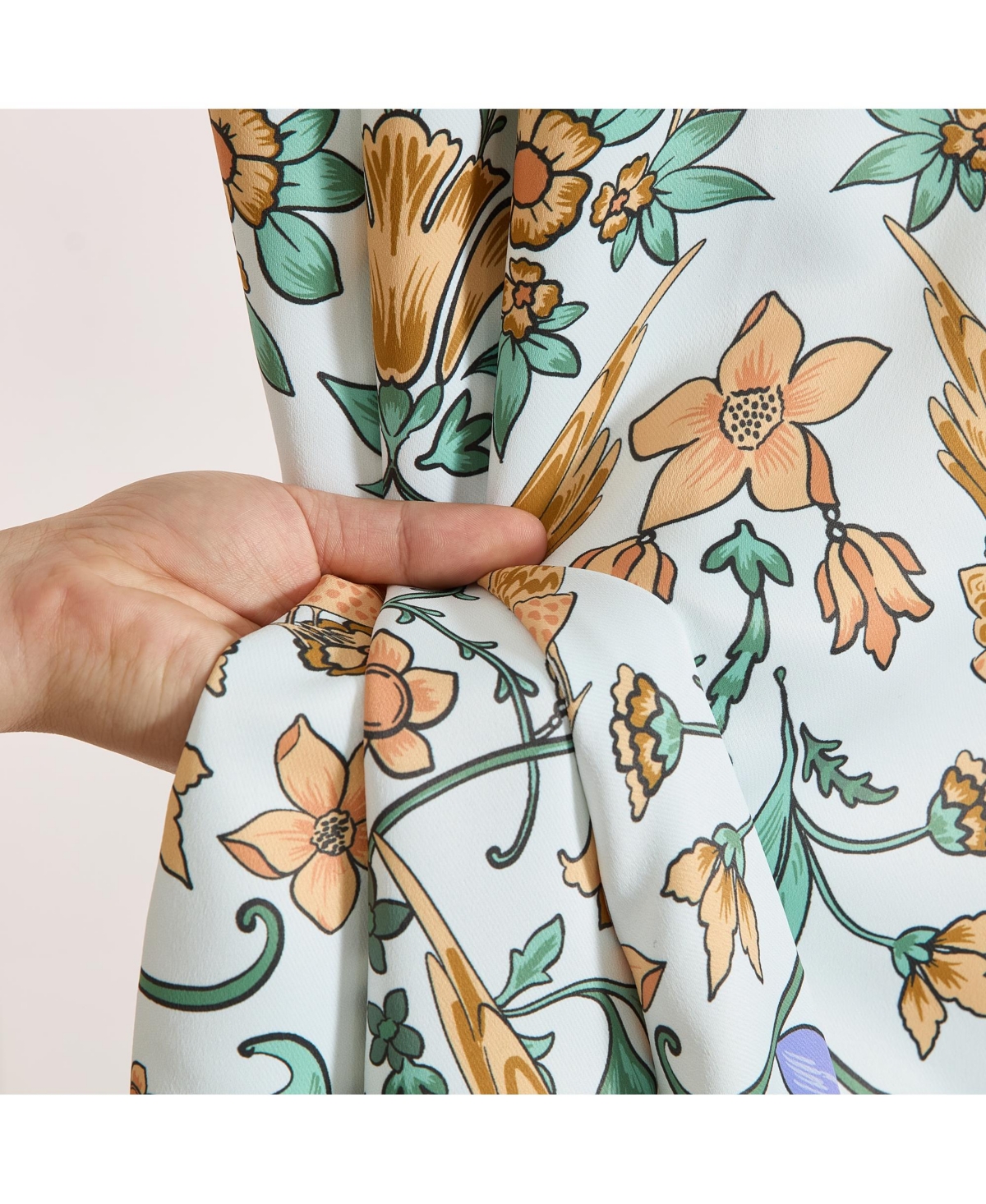 Hlc.me Florence Floral & Birds Patterned Window Back Tab Rod Pocket Curtains Bedroom - Light Blocking Darkening Window Panels