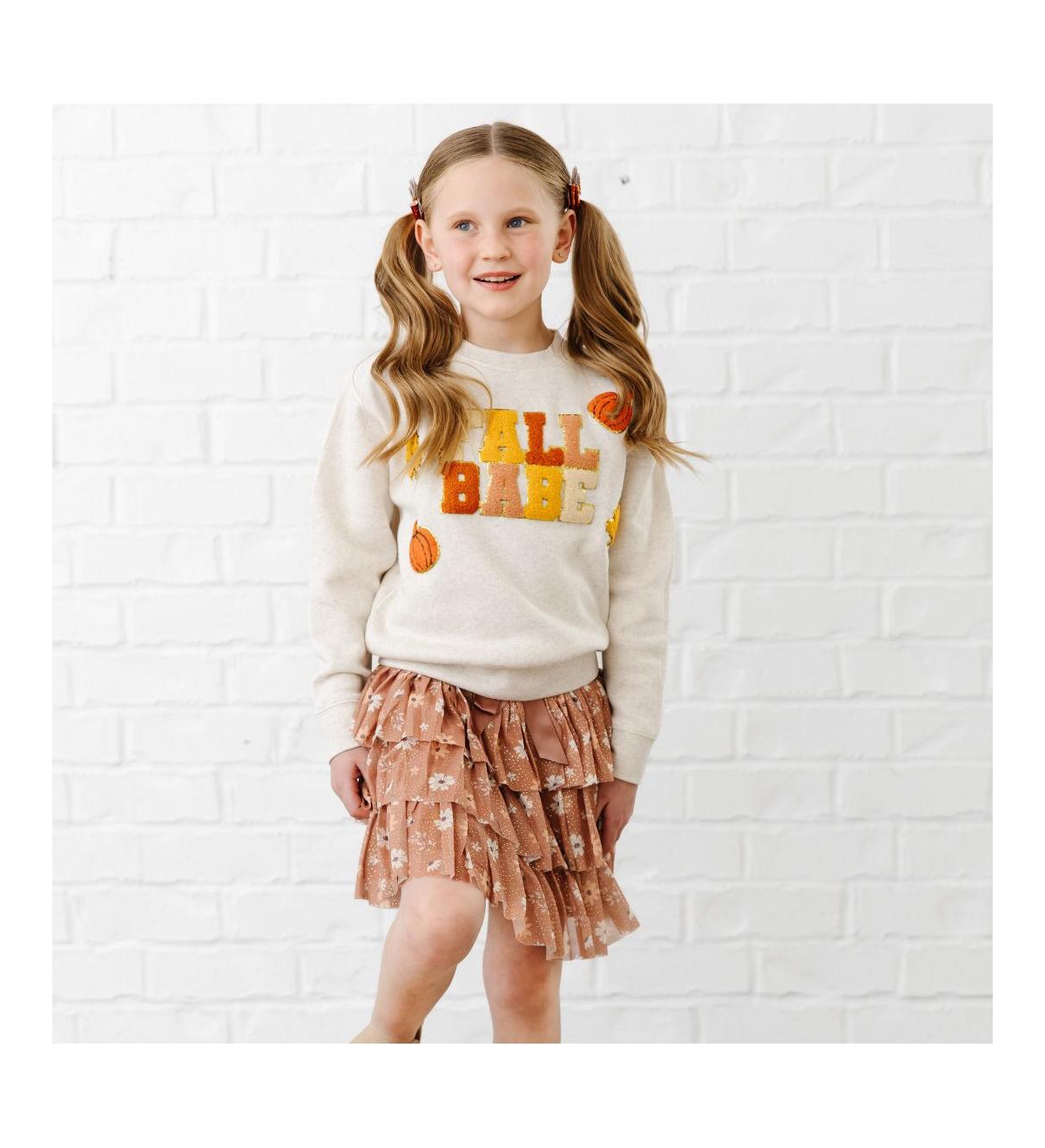 Sweet Wink Little and Big Girls Ditsy Fall Floral Printed Tiered Tutu Skirt