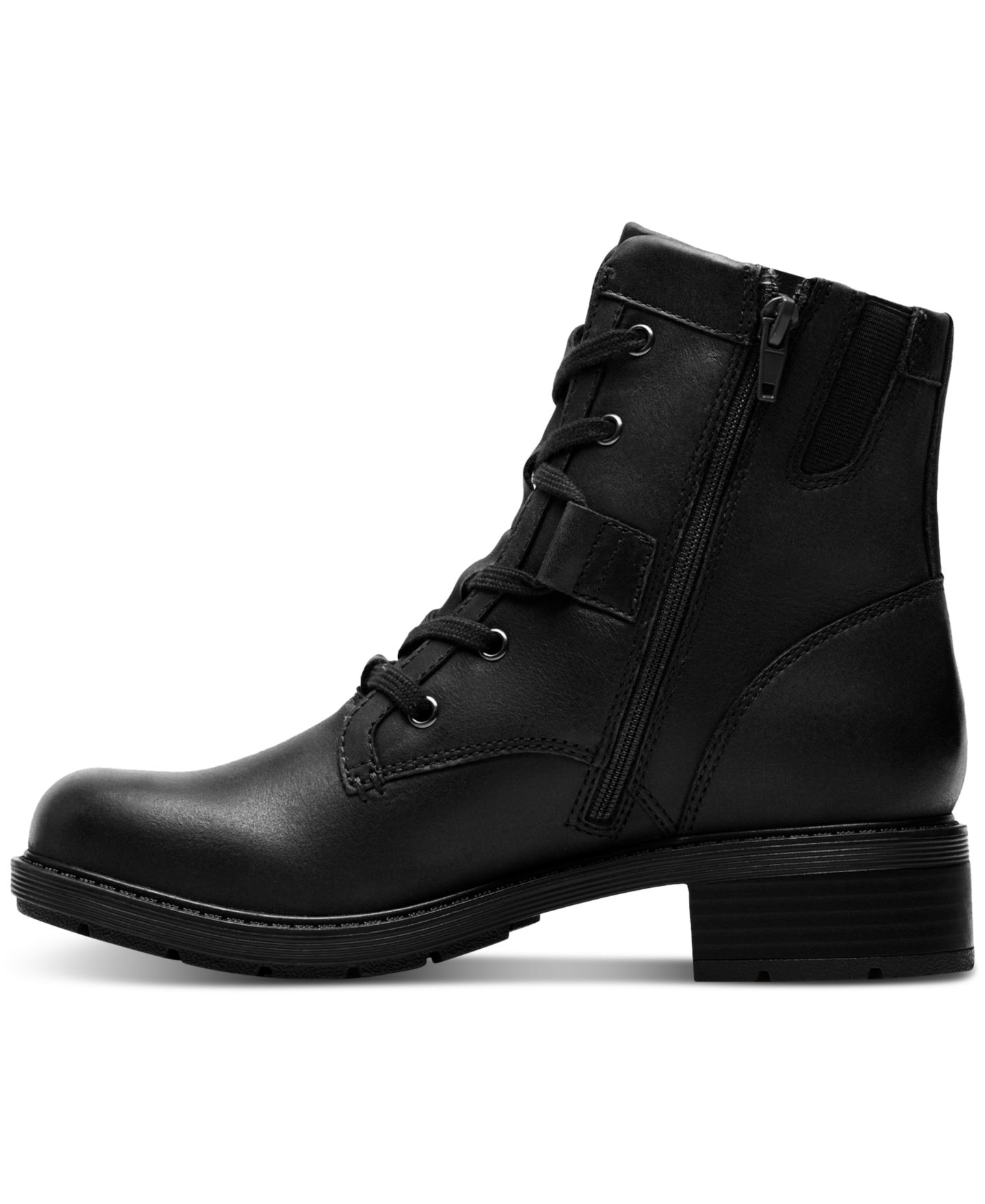 Женские ботинки Clarks Collection Hearth Parker Block Heel Booties, цвет: Чёрный кожаный — фото 6