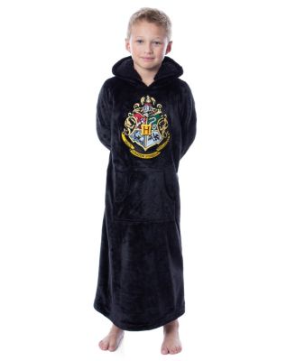 Kids Hogwarts Crest Pullover Poncho Robe Fleece Hooded Bathrobe