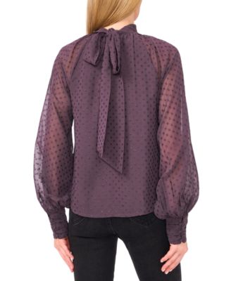 Women's Long-Sleeve Bow Neck Raglan Blouse