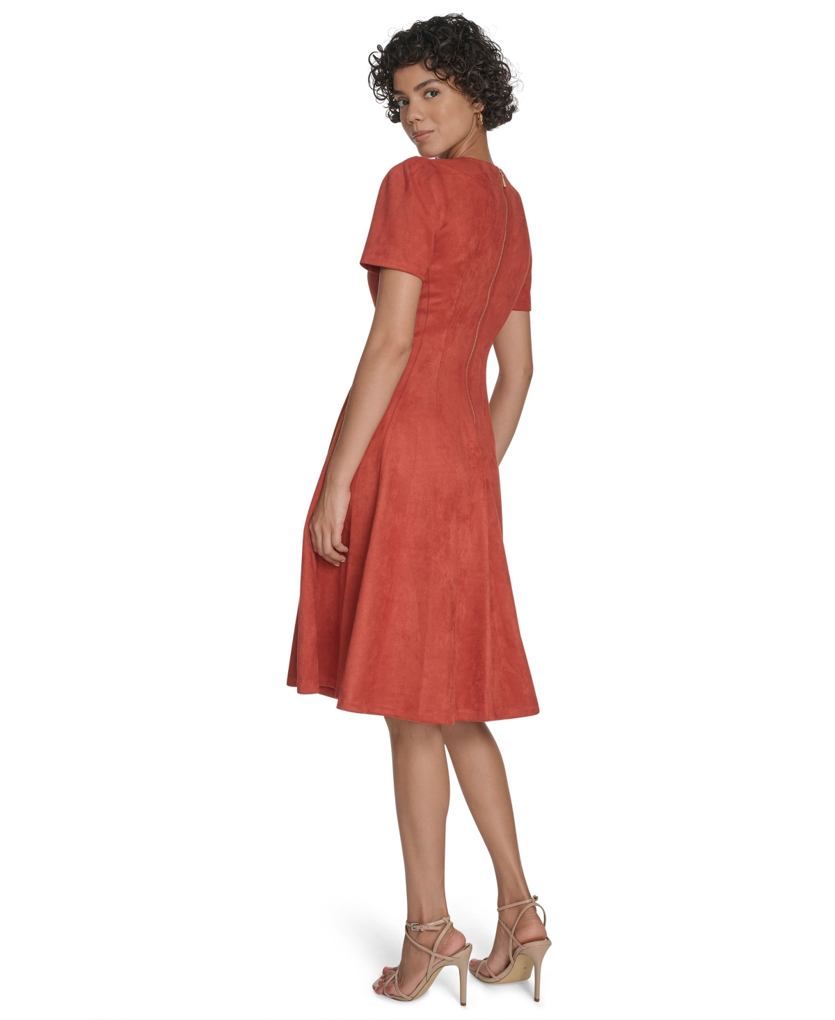 Calvin Klein Women's Fit And Flare Short Dress In Brown