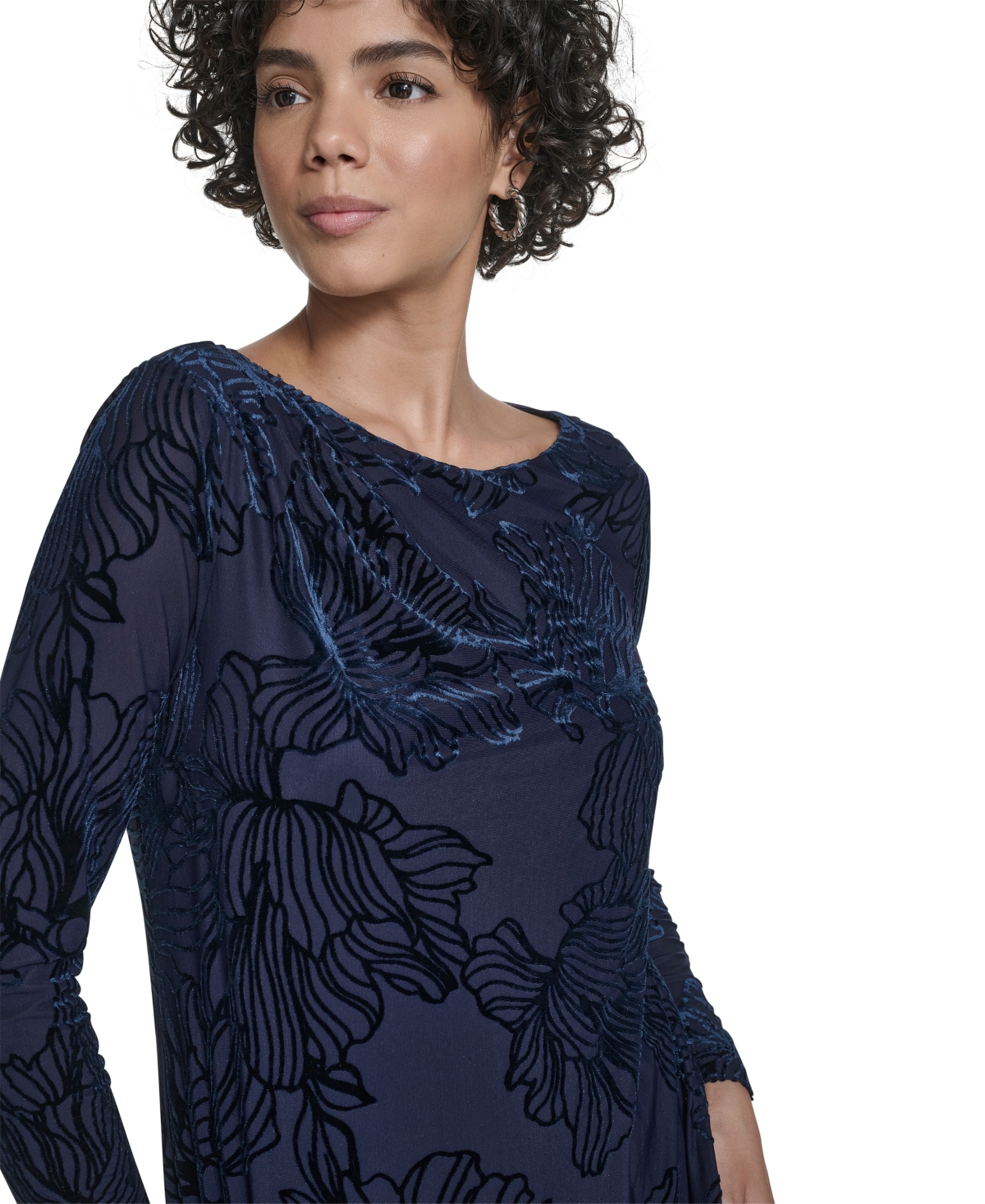 Calvin Klein Women's Velvet Burnout Shift Dress In Blue