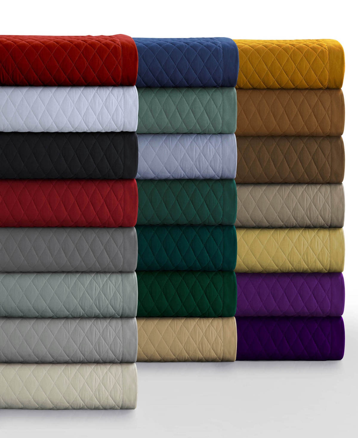 Tribeca Living Brisbane Microfiber Solid Oversized Quilt Set, Queen In Purple