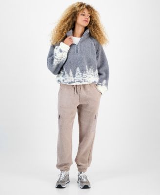 Juniors' Sherpa Cargo Jogger Pants