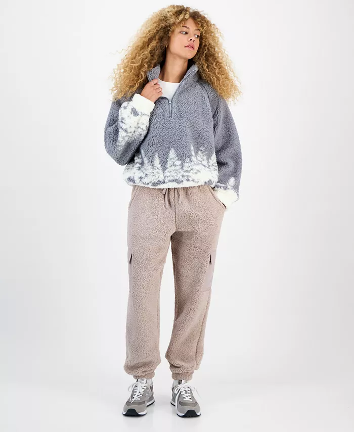 Juniors' Sherpa Cargo Jogger Pants - thumbnail 5