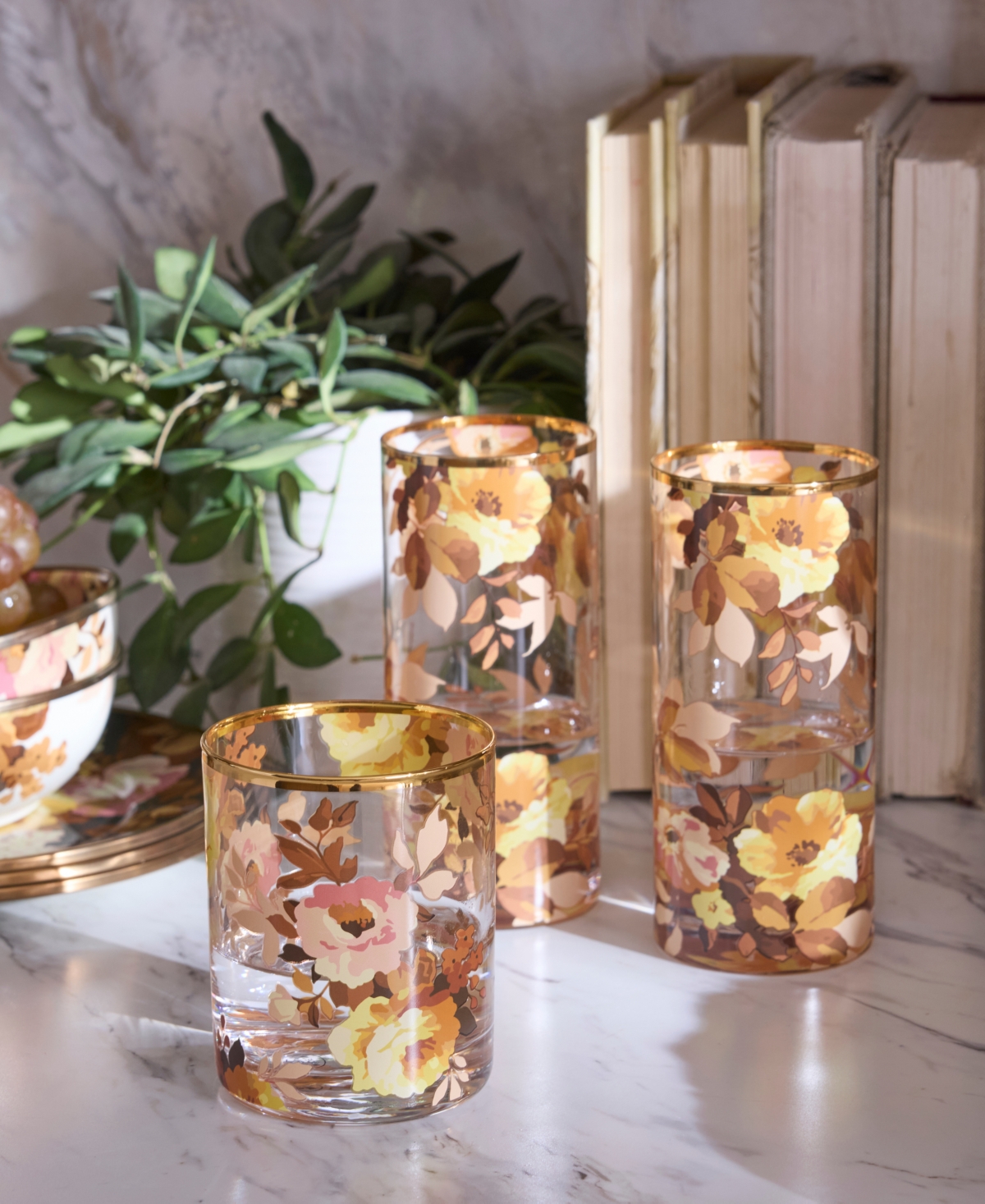 Mackenzie-childs Mackenzie Childs Set Of 4 Wild Rose Highball Glasses In Multi