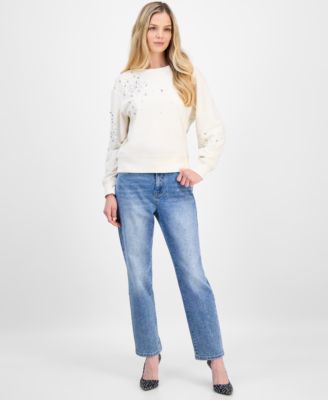 Petite Embellished Sweatshirt, Macy's Exclusive