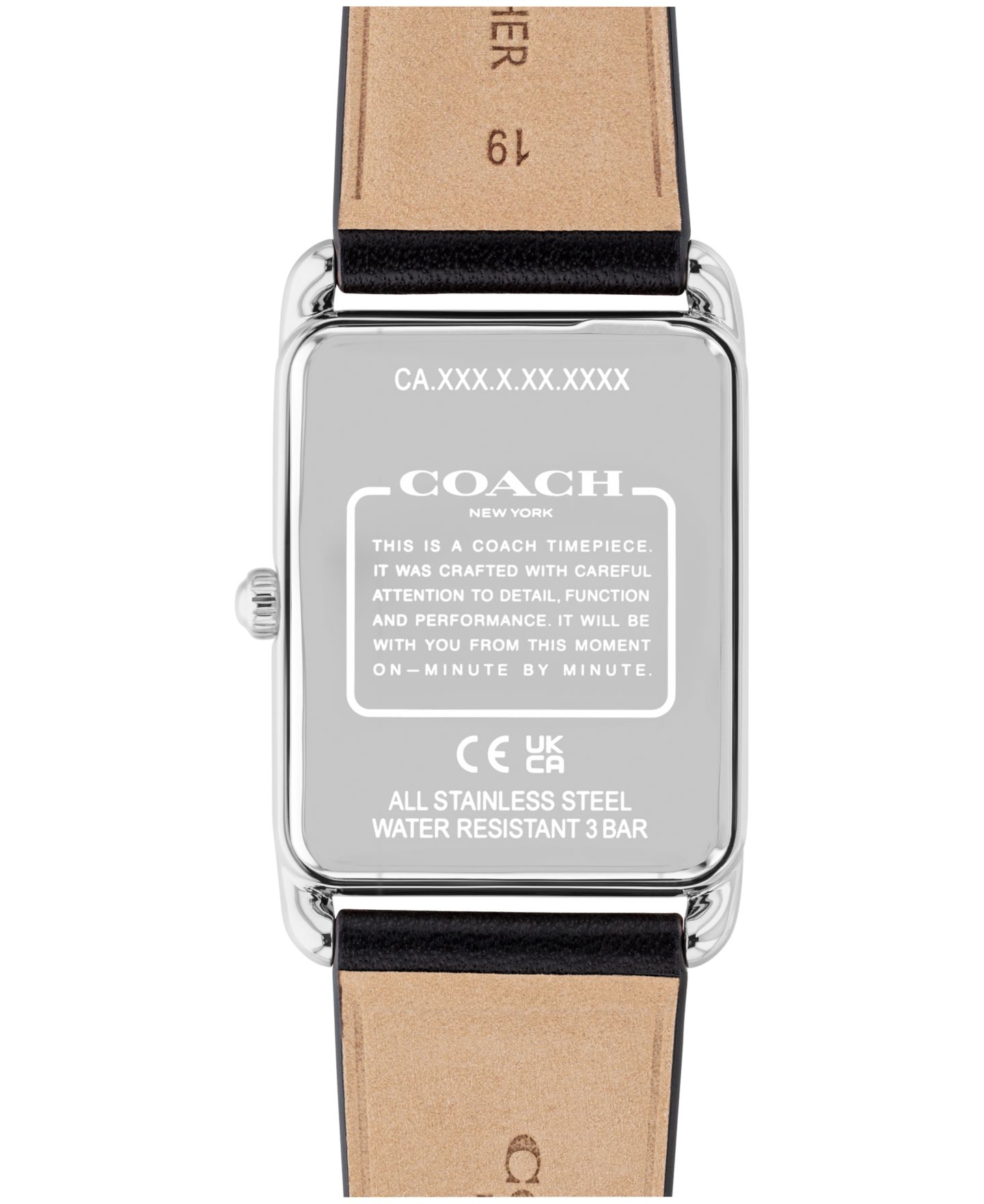 Мужские часы COACH Elliot Black Leather Strap Watch, 32 x 36mm — фото 2