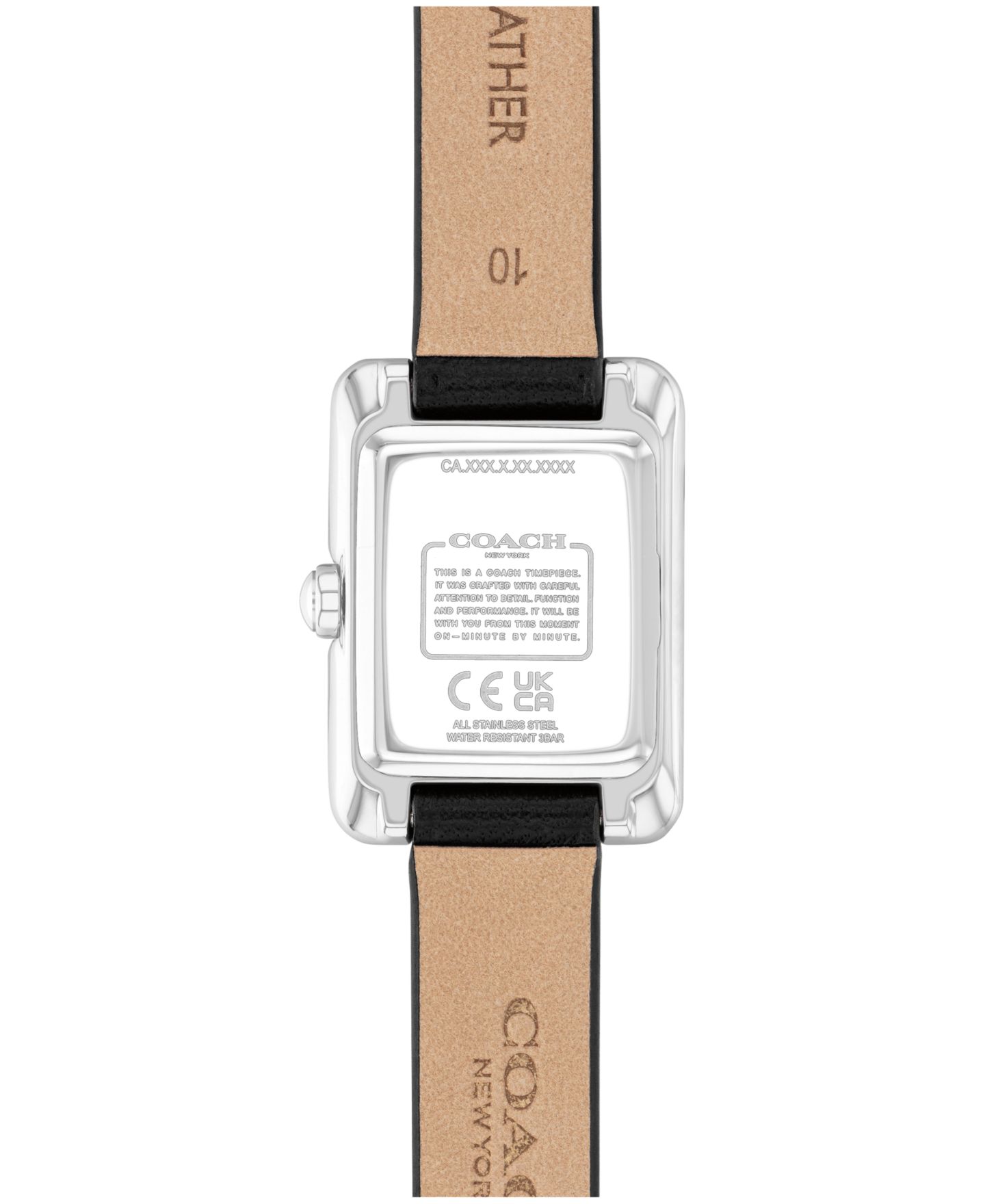 Женские часы COACH Mara Black Leather Strap Watch, 19 x 26mm — фото 2